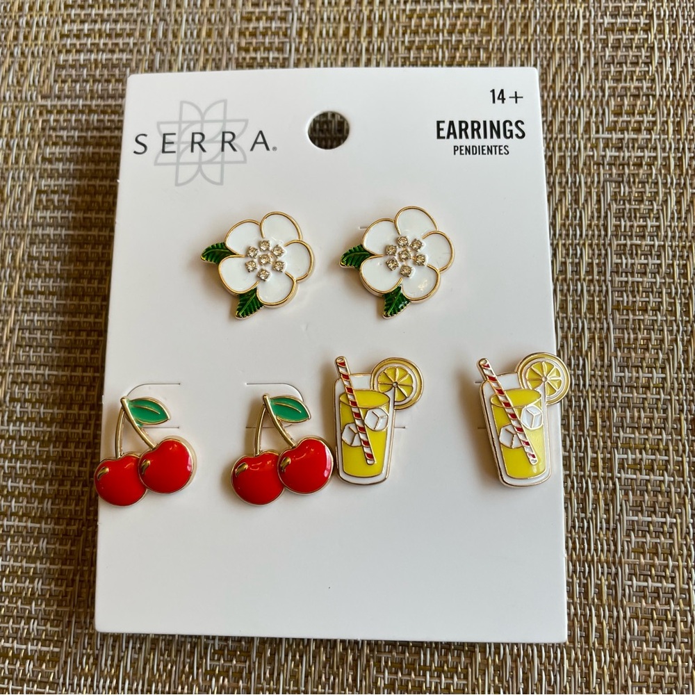 Serra whimisical (3) pair pierced earring set